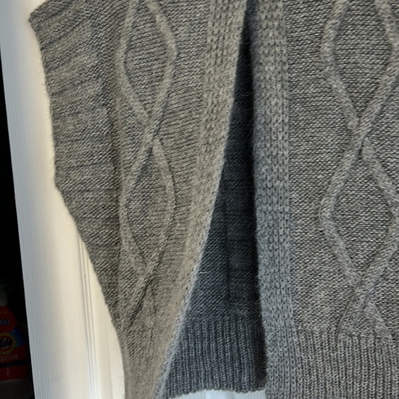 Maryline Italian Charcoal Gray Mohair Blend Cable Knit Cowl Neck Vest Sweater - Picture 4 of 14